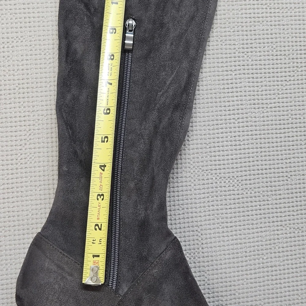 Catherine Catherine Malandrino Grey Faux Suede‎ Over The Knee Block Heel Boots 8